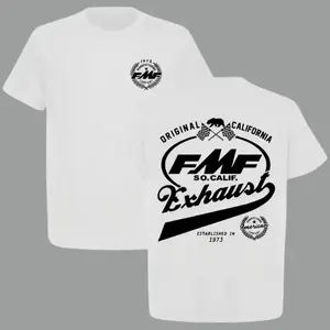 Vintage "FMF 1973" Racing Fuel Graphic T-shirt, Retro Off-Road Motorcycle Heritage Tee, Classic High-Quality Printed Top, Premium Men's Crew Neck Shortsleeve