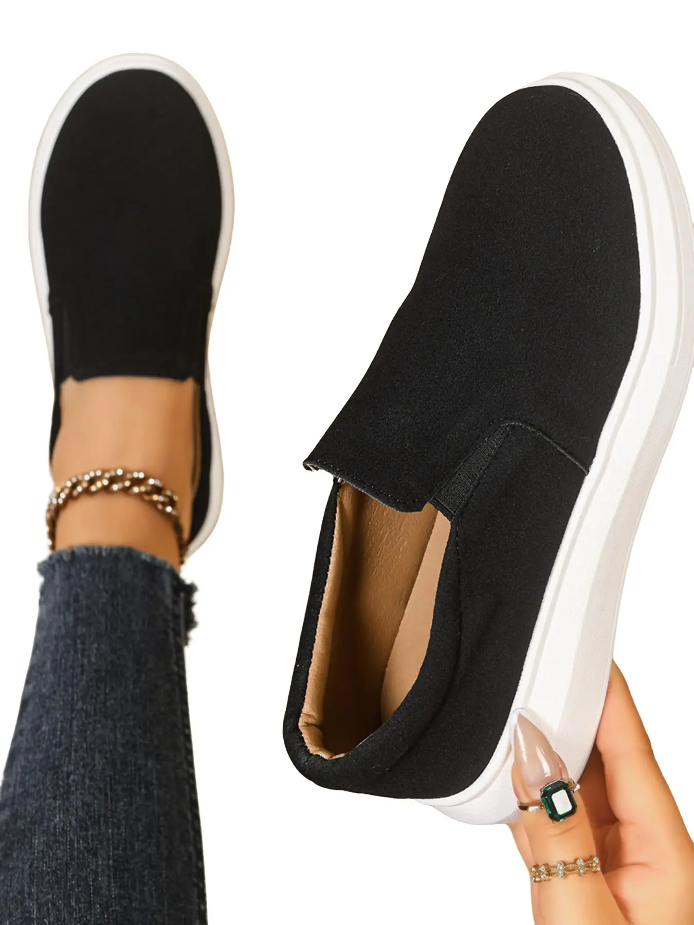 Comfortable Slip-On Shoes for Commuting, Soft Suede Leather Rubber Thick Sole, Daily Wear Casual Office Footwear, Versatile and Stylish Design