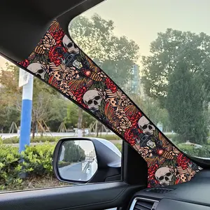 Jdm Car Interior Abc Pillar Upgrade Sticker, Floral Skull Style Self-Adhesive Decal, Retro Modified Decoration for Cars
