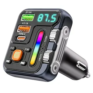 Wireless Car MP3 Player, FM Transmitter, Dual USB & PD Charging Ports, Hands-Free Car Kit, Built-in Microphone Audio Receiver, High Fidelity Lossless Audio, No Battery Required, Car Cell Phone Charger