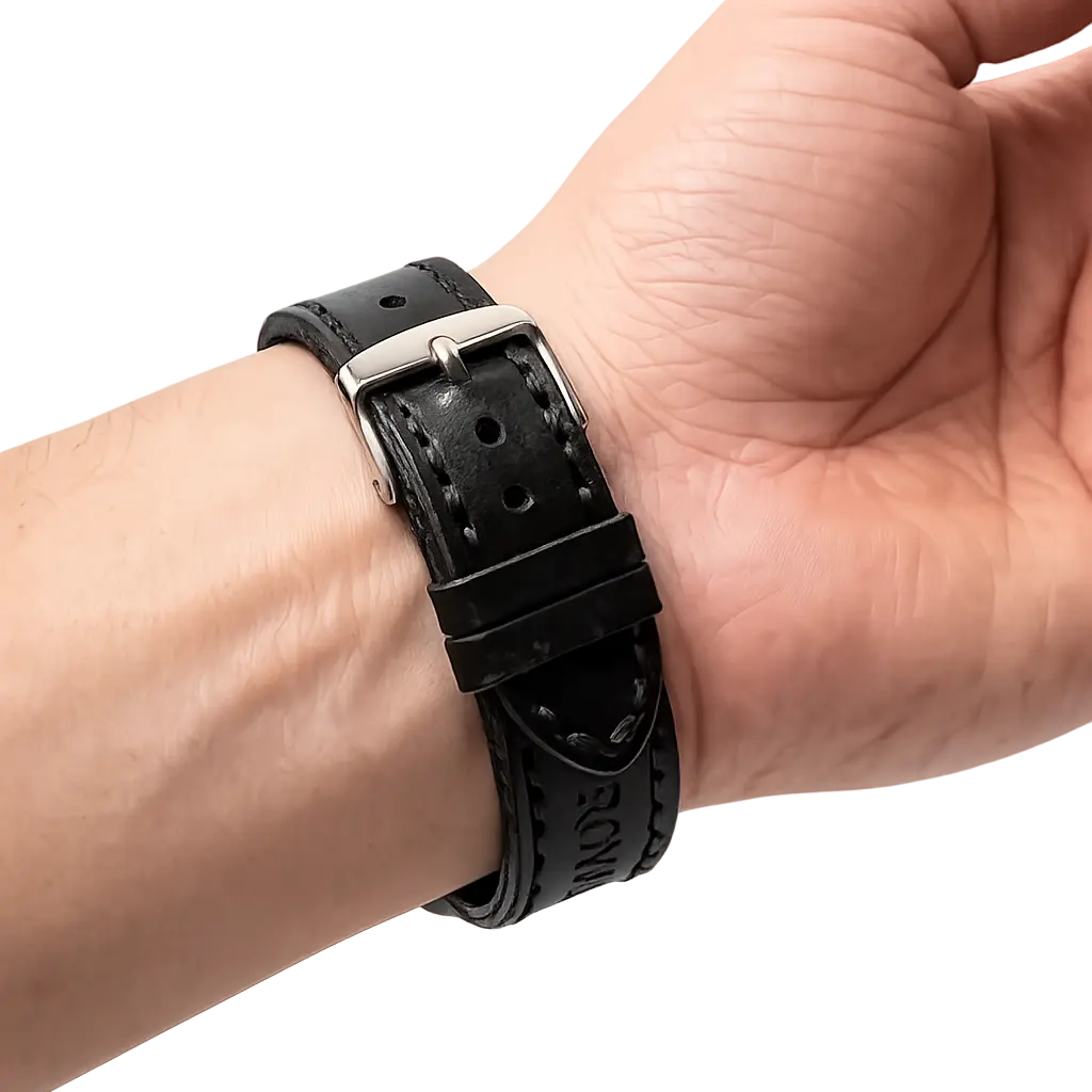 ROYAL Leather Watch Strap Black – Double Stitch Premium Genuine Leather Band Durable & Comfortable for Men & Women Belt