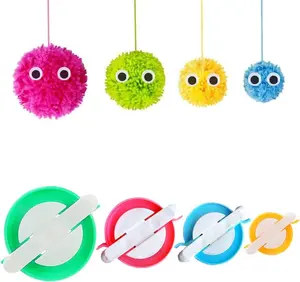 Pom Pom Maker, 4 Sizes Pompom Maker Tool Set for Fluff Ball Weave DIY Wool Yarn Knitting Craft Project for Adult