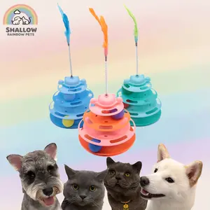 NEW Cat Toy Turntable - Spinning Track Ball & Feather Wand for Fun