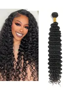 Natural Black Color Deep Wave Curly Virgin Hair Softest 100% Unprocessed Raw Human Hair Deep Wave Human Hair 1 Bundle Human Hair Extensions