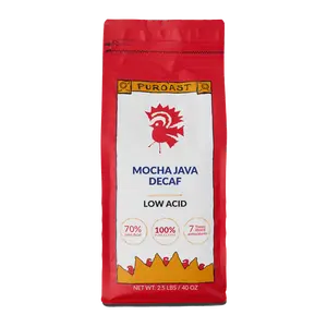 Puroast Mocha Java Decaf - Medium Roast Low Acid Coffee with Subtle Chocolate Flavor 2.5 lbs 40 oz