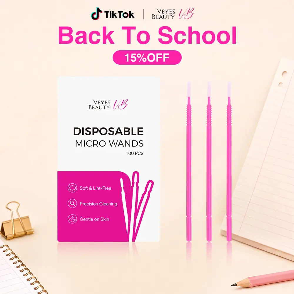VEYESBEAUTY Disposable Micro Wands, 100 PCS Lint-Free Applicators for Gentle Precision Makeup and Eyelash Extension Cleaning, Lash Cleaning, Precision Cleaning, Beauty Tools