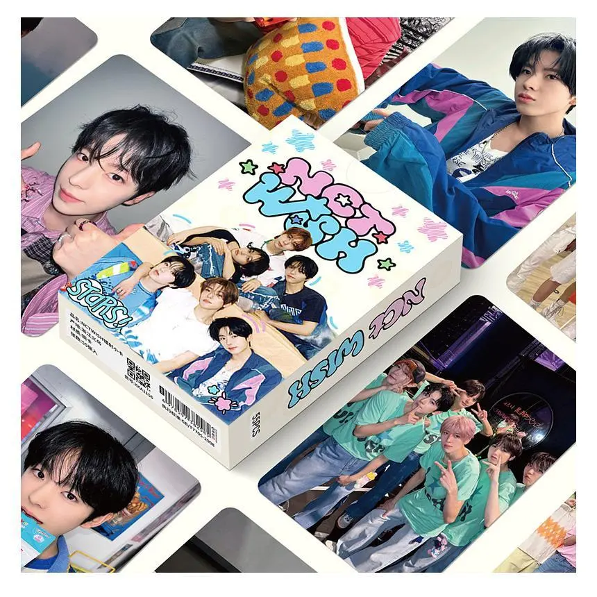55pcs Set KPOP Laser Lomo Fan Collectible Printed Cards - NCT WISH Themed Photocards Featuring Jaehee, Sion, Ryo, Sakuya, Yushi, Riku, DIY Specialty Supplies for Fans, Printed Card