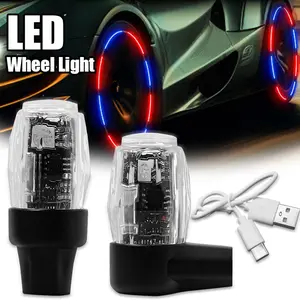 4pcs LED car tire valve stem lights USB charging car accessories