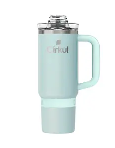 Cirkul 30oz Travel StrawSip Double-Wall Insulated Stainless Steel Tumbler with Handle, Azure Shimmer (Blue) Drinkware Flasks Containers Insulation