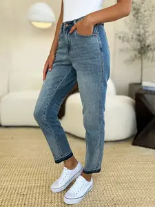 Judy Blue Full/Plus Size Mid Rise Rigid Magic Release Hem Jeans Comfort Womenswear