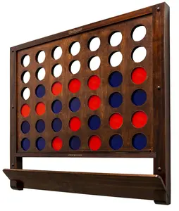 GoSports Wall Mounted Giant 4 in a Row - Choose Your Style - Wooden Jumbo Four in a Row Game with Coins