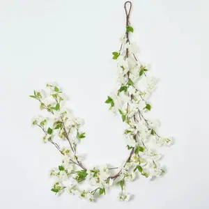 White Cherry Blossom Mantel Garland Everyday Spring Table Runner