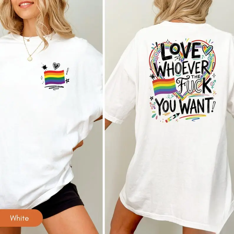 LGBTQ+ Love Pride Shirt, Love Whoever You Want Tee, LGBT Support Gift - Double Sided Printing - Unisex Tees