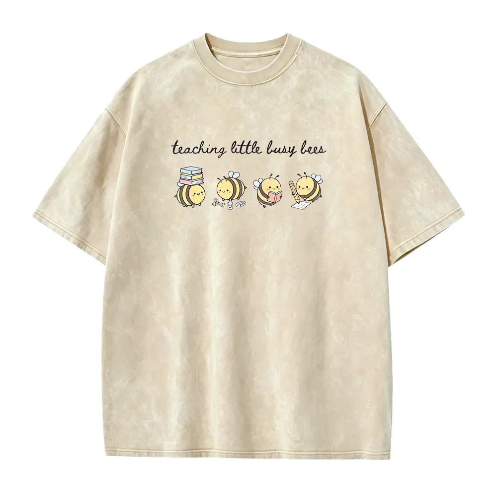Men's Casual Seamless Solid Cotton Short Sleeve Top - Natural, Classic, Breathable Menswear, Spring Bumblebee Teacher Appreciation Shirt for Preschool-Elementary Classrooms, Round Neck Basic