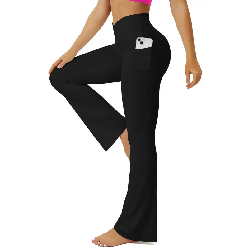 Yoga Pants Women, Flare Leggings for Women with Pockets Crossover High Waisted Bootcut Yoga Pants