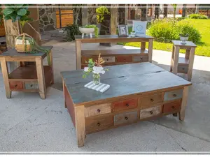 Bayshore Solid Pine Multi-Drawer Living Room Table Set