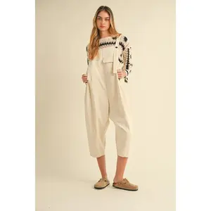Sunday Comfort Barrel Overalls - Beige