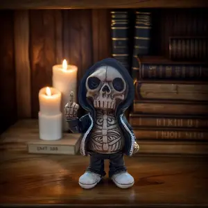 New style middle finger skull figurine resin craft Halloween decoration home display gift small present
