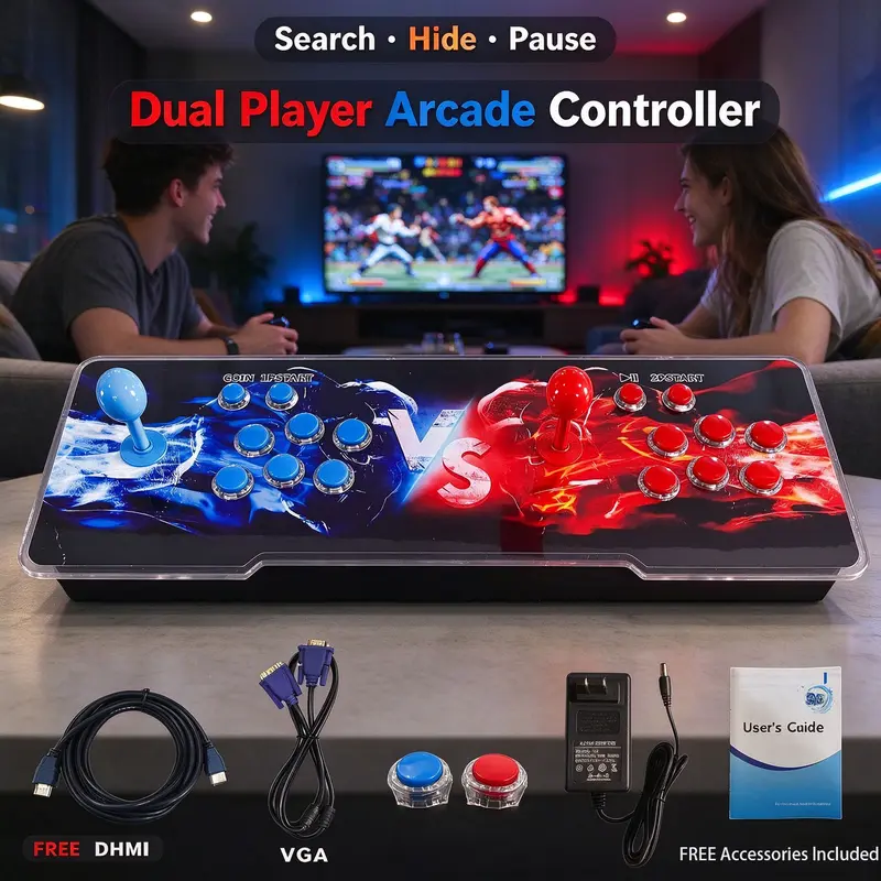 UYXOERA Retro Acrylic Glass Arcade Game Console - DX Pro Box, 26800 Titles (Including 3D Games), 4-Player Capability, TV/PC/Projector Compatible, Favorite List, Save, Search, Hide, Pause Functions