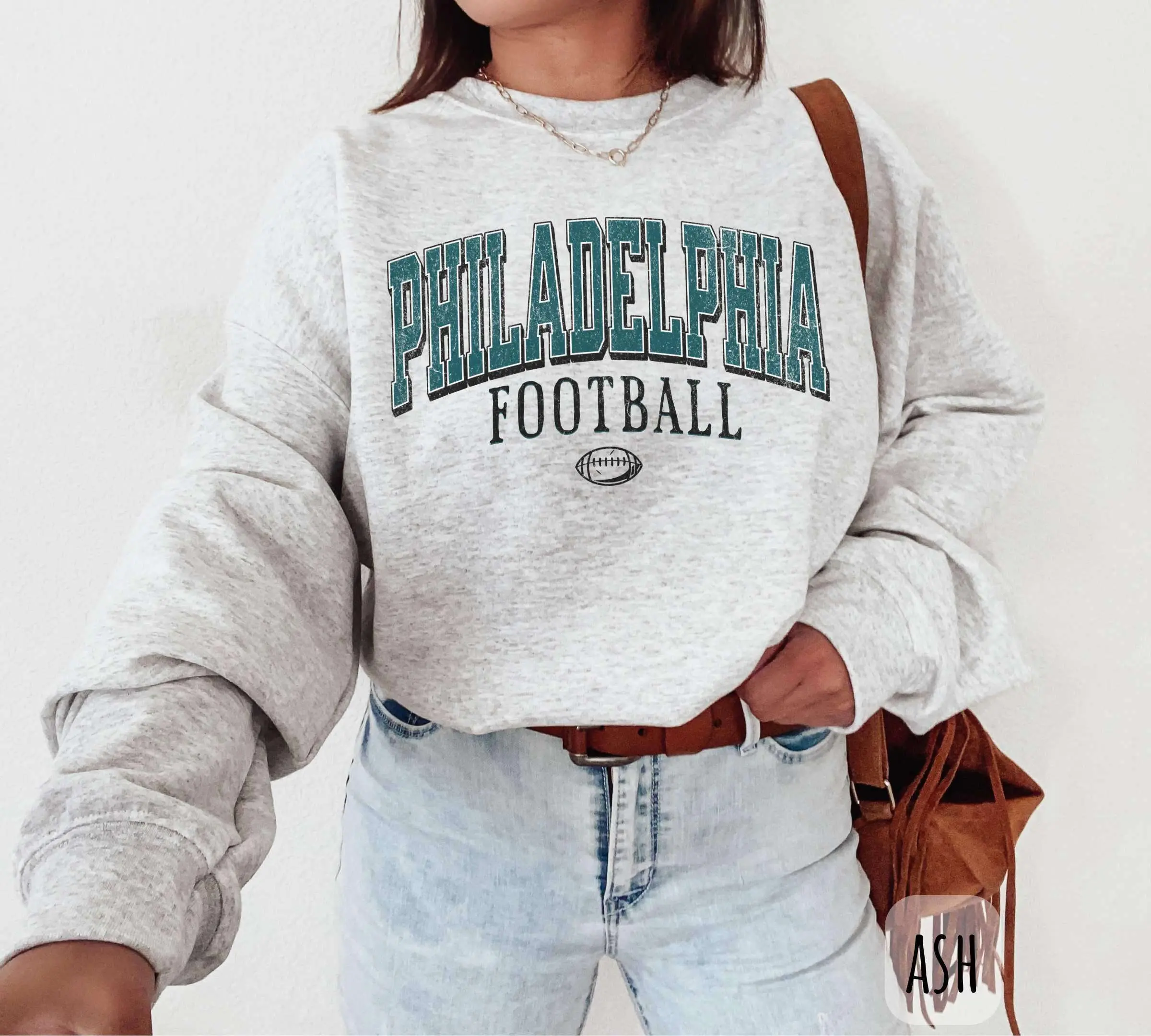 Vintage Philadelphia Football Crewneck Sweatshirt or T-Shirt, Retro Style Gameday Outfit Cotton Trending