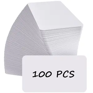 MaxGear 100Pcs Blank Business Cards, 3.5" x 2" Kraft Paper Note Card, 300 GSM White Cardstock, Thank You Cards, Small DIY Message Card for Business