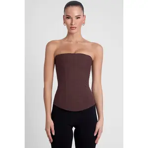 Muse Mesh Corset Top - Chocolate Brown