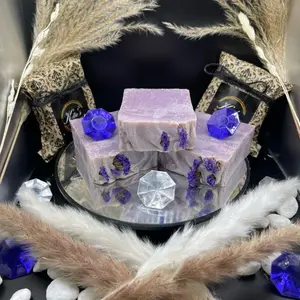 Peppermint and Lavender Bar Soap - Cream Color with Decorative Elements and Gemstones