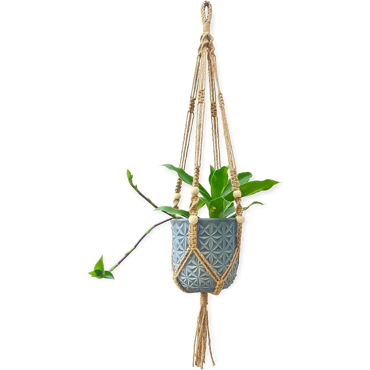Decor Macrame Hanging Planters for Indoor ,  Hanger with  Beads Decorative with Tassels for  Decor 36 Inch-Brown (POTS NOT Included)