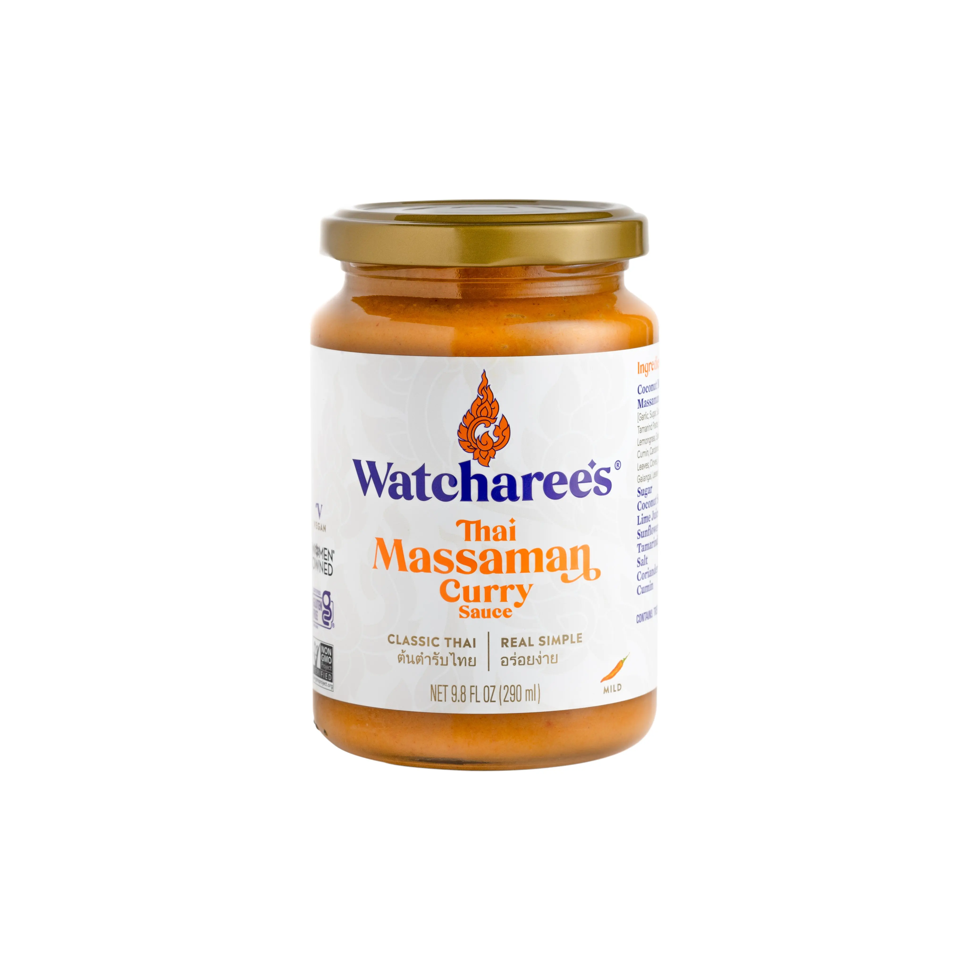 Thai Massaman Curry Sauce | Sweet, Spicy & Tangy Thai Sauce with Coconut Milk, Tamarind & Aromatic Spices – Cooking Sauce for Meat, Seafood or Tofu – Vegan Food Condiment – 12.2 oz Jar
