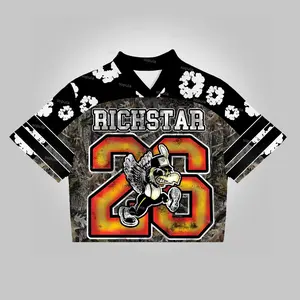 Vintage Rich Star Camo Jungle wreath graphics Blokecore Blokette Jersey V-neck T-shirt Football V-Neck Retro Summer Trendy Baseball Jersey Shirt Gift For Him Gift For Her Birthday, Baseball Jersey Outfit, AOP Merch, Outfit for Baseball Shirt Fan
