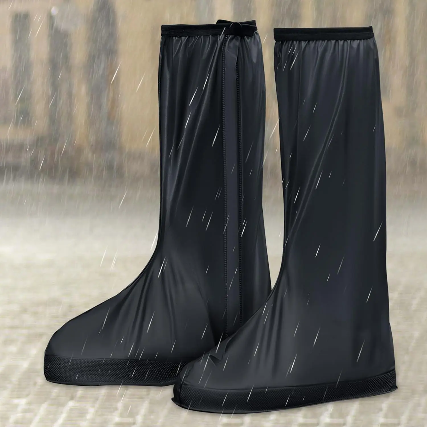Rainproof Shoe Covers Anti-Slip Rain Boots Covers with Zipper Anti-Slip Shoe Covers Rainproof Mud Snow Shoe Covers Protective Covers for Hiking Climbing Camping Outdoor Travel
