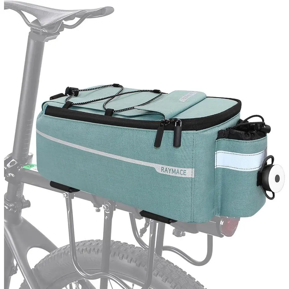 Insulated 8L Waterproof Bike Trunk Bag - Ebike & Bicycle Accessories, Adjustable Rear Rack Cooler with LED Tail Light, Reflective Design, Shoulder Strap for Mountain Bikes, Beach, Ebike Accessories, Aluminum, 8 Liter