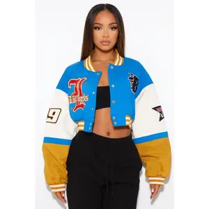 No Fans - Color Block Slightly Cropped Varsity Jacket