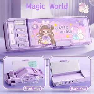 Large Capacity Multi-Function Pencil Case With Dual Spinner Lock - Creative Stationery Organizer For Students, Ideal School Supplies & Holiday Gift