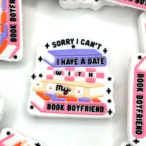 Sorry I Can't, I Have A Date w/ My Book BF Silicone Focal Beads - Reading Book Lovers DIY