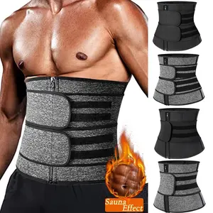 Menswear Sweat Sauna Waist Trainer Belt Body Shaper Cincher Solid Bands Tummy Control Workout Sports Girdle for Gym Shapewear Workout Fitness Trimmer Compression Fabric Neoprene