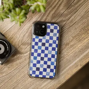 Mackenzie Childs Indigo Check Phone Case for iPhone 11–17 Series