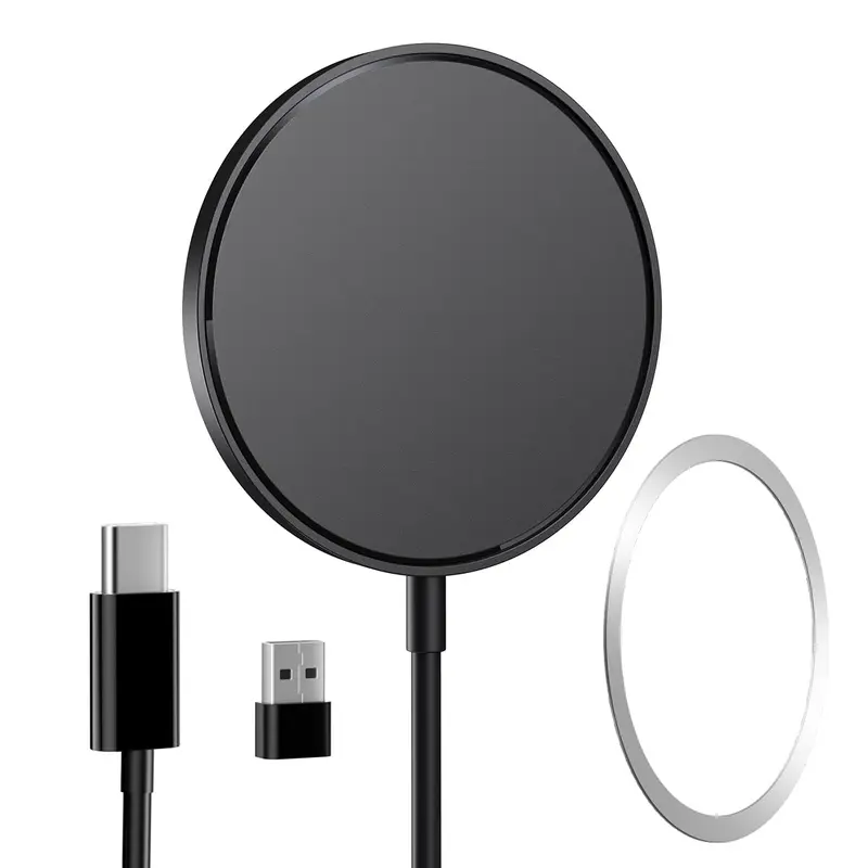 Magnetic Wireless Charger - Metal Pad, 4FT Cable, Protection Ring, Overheat Safe, Magsafe Compatible Secure Multi-Device Charging Solution, iPhone-Compatible for iPhone 17/16/15/14/13/12, AirPods 3/2/Pro (Cyan)