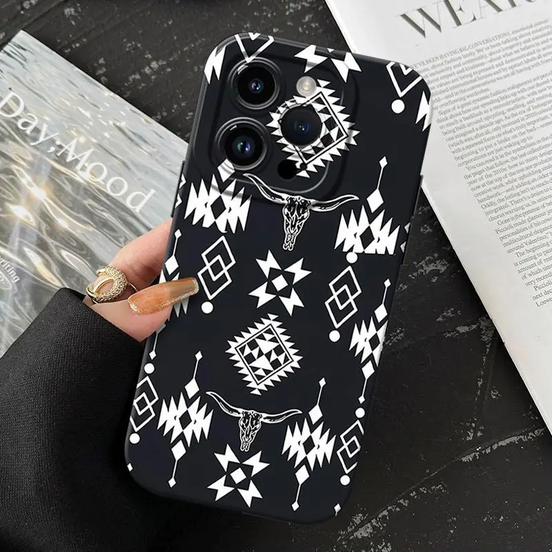 Western Cow Pattern Smartphone Case - TPU Soft Silicone, Fully Protective Shockproof Cover for iPhone 17,17E,16,15 Pro Max,14,13,13 Mini,12,11 Plus,X,XR - Affordable Handheld Cellphone Devices Protection Accessory, Casing