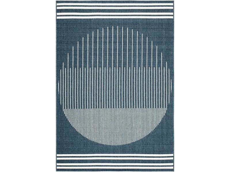 Livabliss ALF9689-53RD Machine-Woven Polypropylene Marine Blue Round Patio Decorative Rug - 62.99" w x 62.99" l Flatweave Area Rug for Household Outdoor Home Decor Use