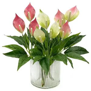 4 Bundles Realistic Greenery Everlasting Flowers, Lifelike Tropical Fake Plants for Home Garden Patio Table Centerpiece Cemetery Vase Decor