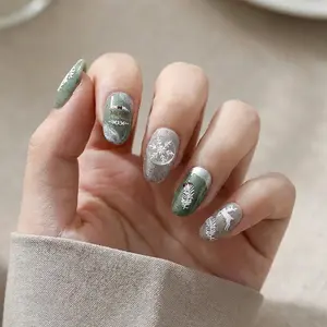 5D Christmas Forest Nail Stickers, Winter Snowflake Embossed Nail Art Decals | Easy DIY (397）