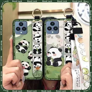 Lanyard Soft case Phone Case For TCL T-Mobile Revvl6/T Phone Waterproof Anti-dust Cartoon Durable Shockproof ring Back Cover Silicone Fashion Design protective Anti-knock Cute