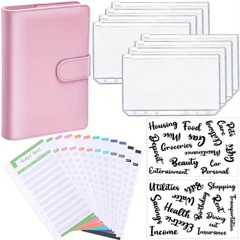 A6 loose-leaf book handbook Macaron loose-leaf notebook Leather PU6 hole cash budget handbook with loose-leaf book Budget Planners Expense Planner