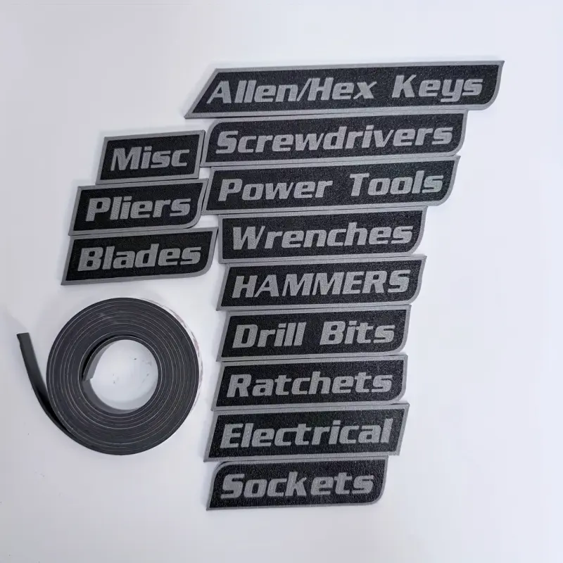 12 Magnetic Toolbox Labels, Toolbox Labels, 3D Printed Toolbox Drawer Labels Magnetic Toolbox Labels, Easy-to-Read Printing, Quick Identification of Toolbox Drawers, Stickers, Decal Sticker