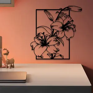1pc Flower Metal Wall Art, Flower Statue Mural, Perfect for Living Room Wall, Valentine's Day Decor, Ideal Gift for Couples, Powder-Coated Metal, Wall Art Decoration