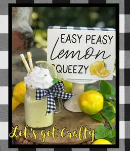 Faux Whipped Cream Lemonade Shake in Mini Mason Jar Tier Tray Decor Lemon Gift Decorative Fruit