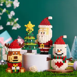 Festival Themed Building Block Toy, 1 Set DIY Mini Deer, Snowman & Shaped Building Toy for Home Desktop Decor, Ornament Gift Bricks