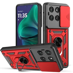 Moto G Stylus 5G 2025 6.7-inch Sliding Nail Window Ring (Red) | Invisible Storage, One-Button Operation | Drop-Proof and Portable, Hands-Free