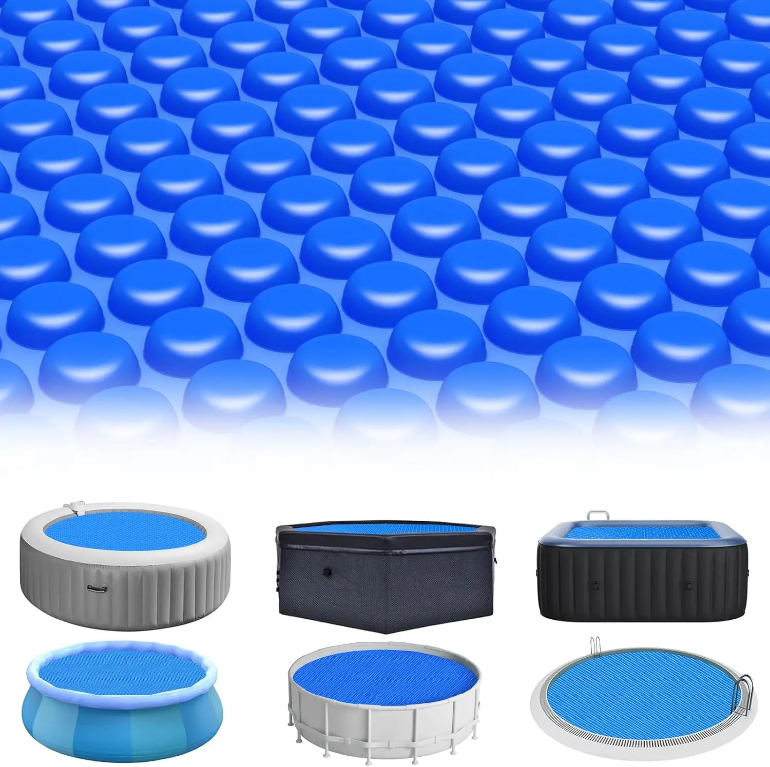 Solar Pool Cover 8 Ft Round Solar Blanket for Above Ground Inground Pools, Hot Tub  Bubble Wrap Pool Cover Protector, 12 Mil Circle Thermal Covers Floating Blanket Mat for Swimming Pools